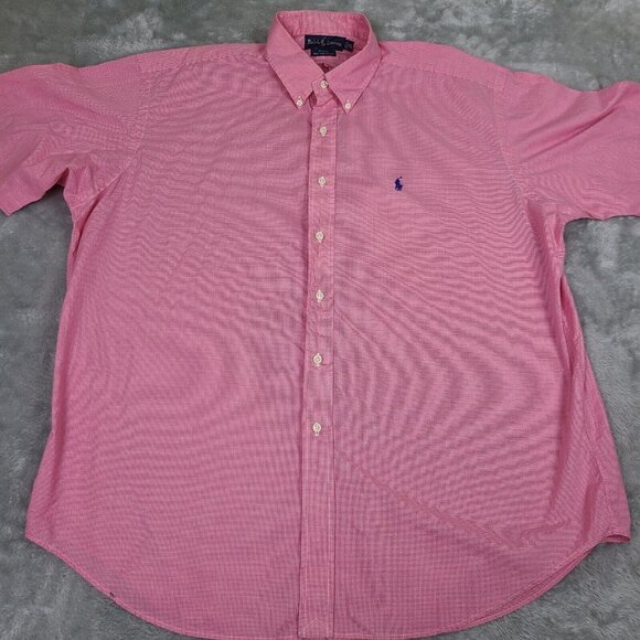 Polo Ralph Lauren Button Down Shirt Men's XL Red Check Blake Pima Cotton Cowboy‎ - Picture 1 of 8
